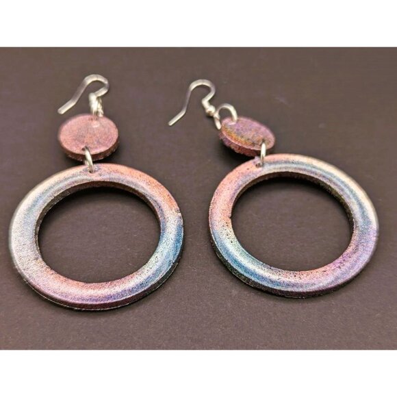 Color Changing Holographic Glitter Hoop Earrings Hand Crafted NEW - Picture 3 of 9